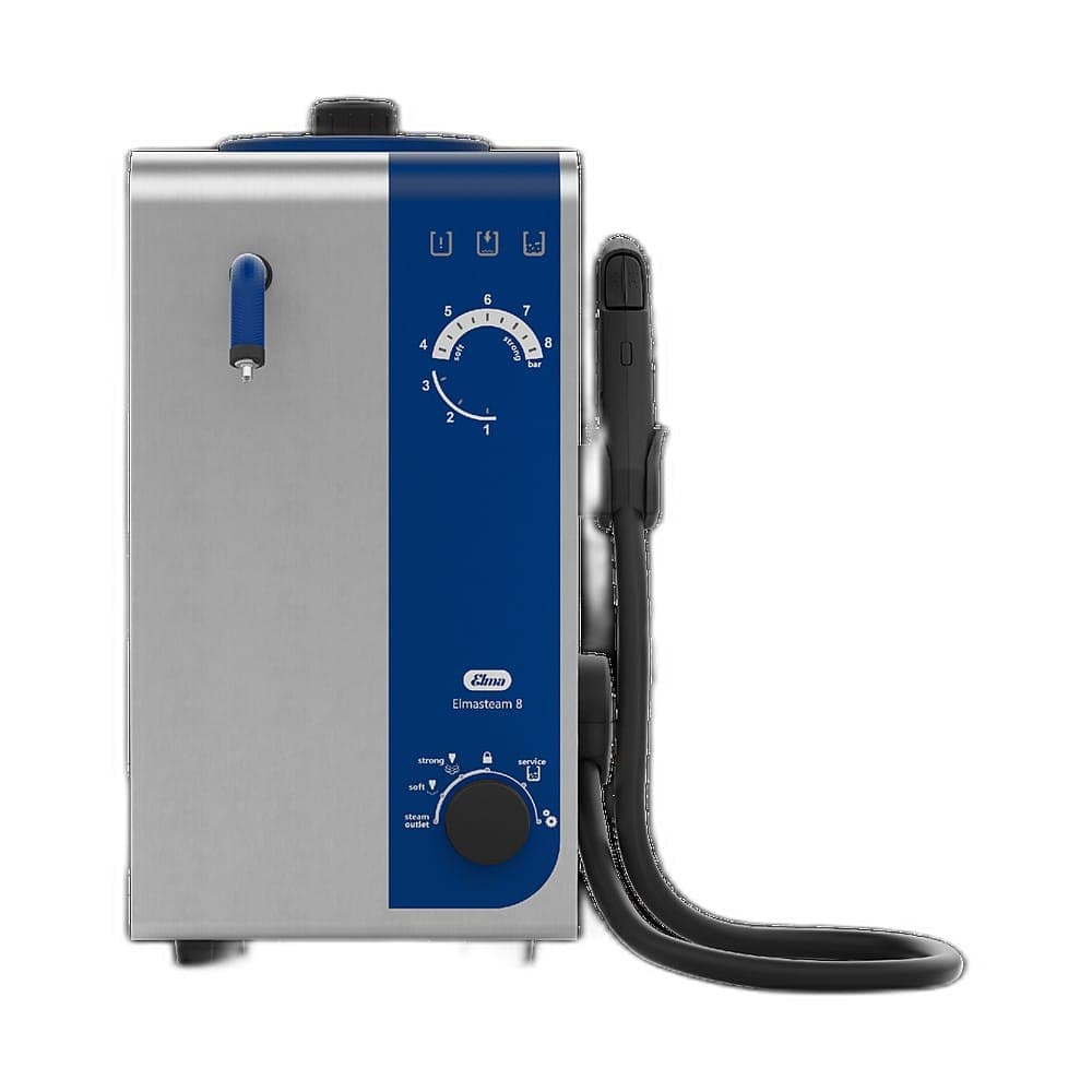 Steam Cleaner type ElmaSteam 8 Basic, with 1 x fixed nozzle, 1 x hand piece, pump, comp air
